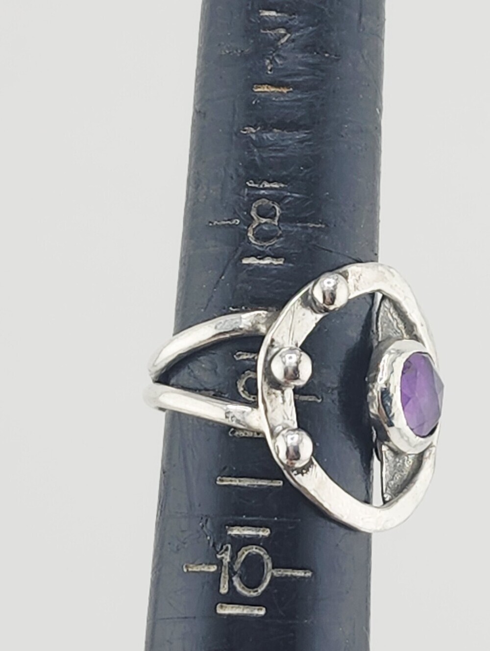 AMETHYST ROSE-CUT GEMSTONE CIRCLE RING HANDMADE IN STERLING SILVER SIZE 9 - Picture 7 of 16